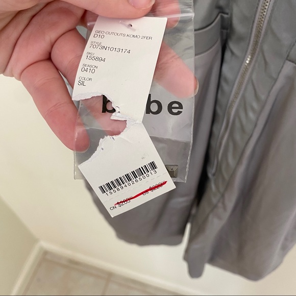 NWT Bebe Geo Cutout Silver Embellished Dress M - Picture 11 of 11